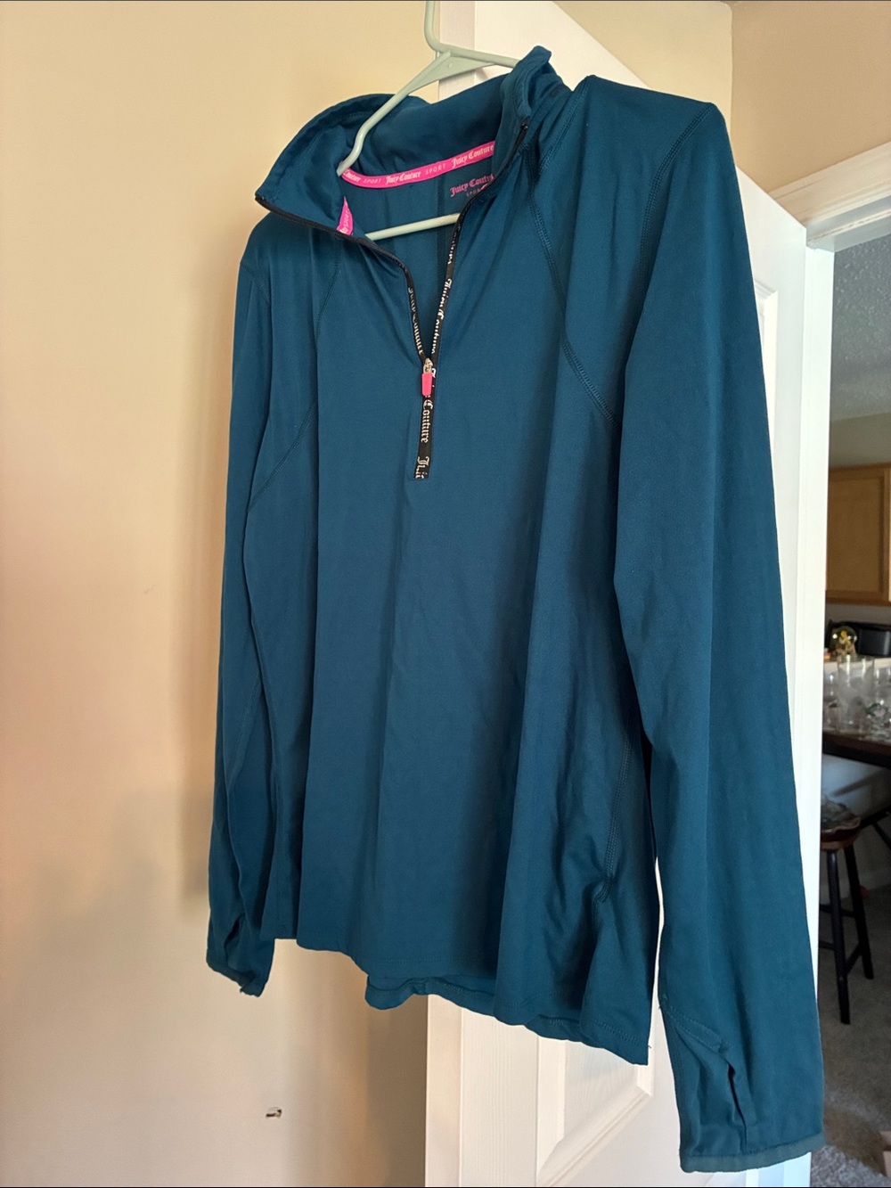 Juicy Couture Teal Zip-Neck Pullover Sweater